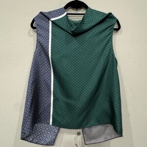 DUSAN Silk Cowl Neck Top Vintage French Print One Size Made In Italy‎ New